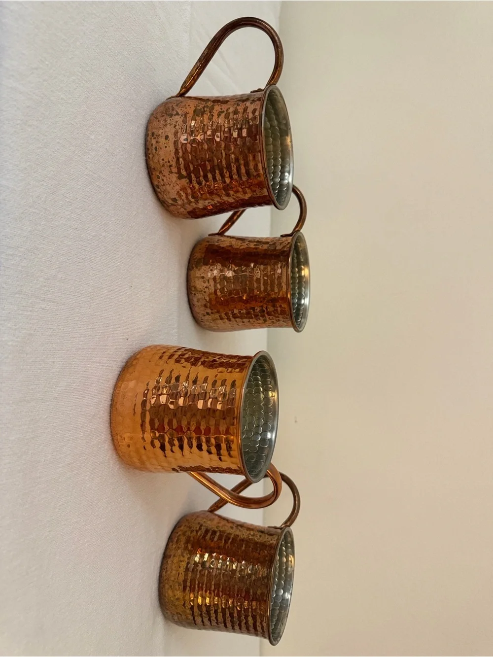 Williams Sonoma Copper-Tone Hammered Mugs with Handles - Set of 4